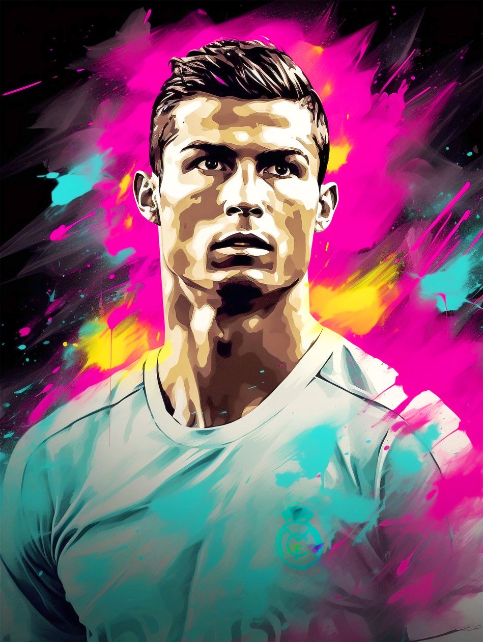 Abstraktní akrylová malba, Cristiano Ronaldo na plátně, nástěnné umělecké výtisky od F. Abderrahim