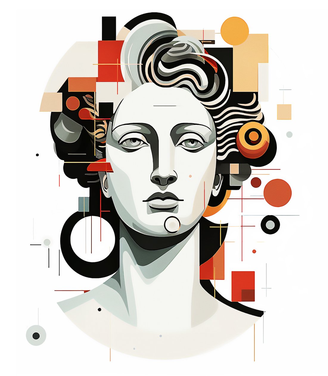 Abstrakteja apollon päätä kubistiseen picasso-tyyliin, seinälle Taideprintti od F. Abderrahim