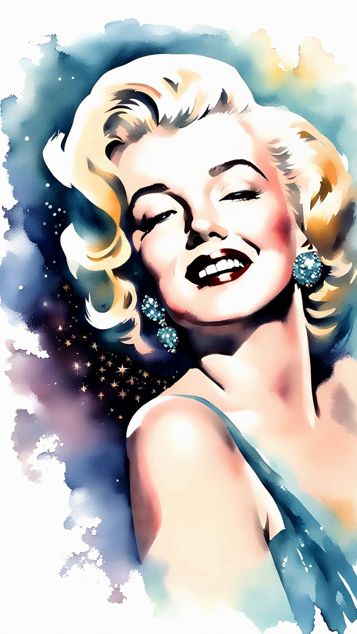 Krásná portrétní malba Marilyn Monroe na plátně, obývací pokoj a studio Nástěnná dekorace, tisk na vyžádání od F. Abderrahim