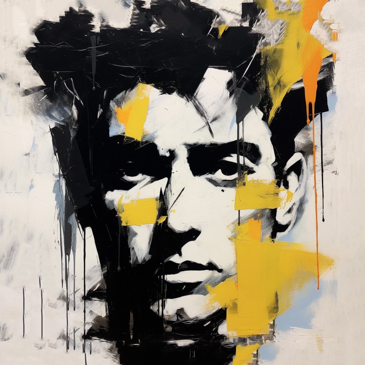 portrét tváře james dean, styl Picasso, tisky plakátů, tisk plakátů na vyžádání od F. Abderrahim