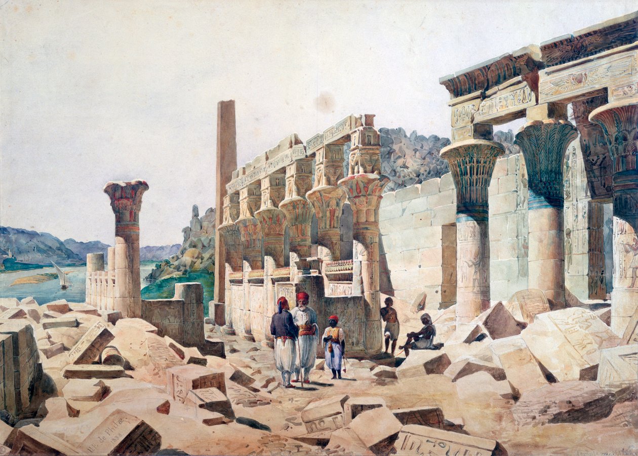Chrám Venuše Athor, Philae, 19. století od F. H. Naudin