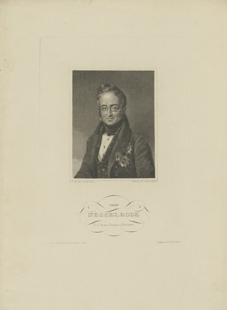 Portrét hraběte Karla Roberta Nesselrode 1780-1862, 1832. od F. L. Lehmann
