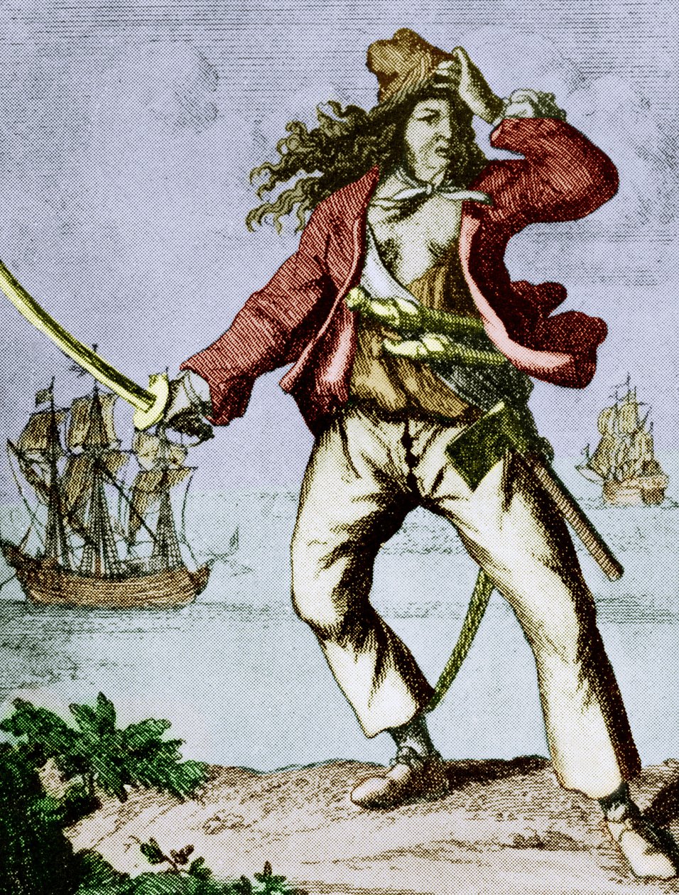 Mary Read (1690-1720) anglická pirátka (rytina) od F. Wentworth