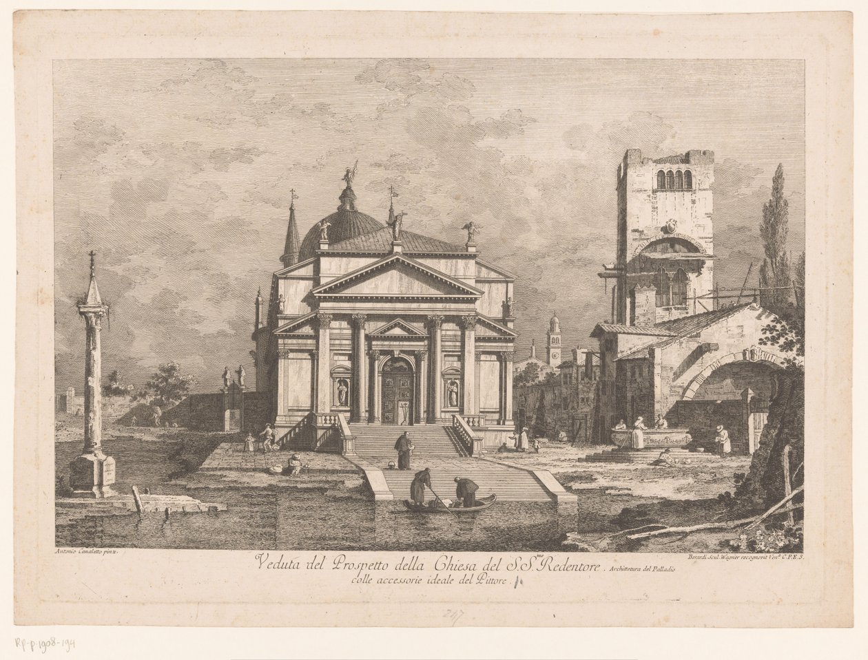 Pohled na Il Redentore v Benátkách Veduta del Prospetto della Chiesa del S.S.mo Redentore (název na objektu) Pohledy na Benátky podle návrhů Canaletta (název série) od Fabio Berardi