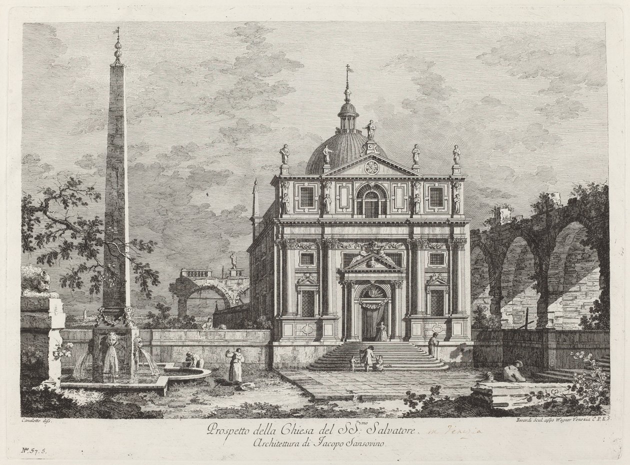 Prospekt kostela sv. Zachránce od Fabio Berardi after Canaletto