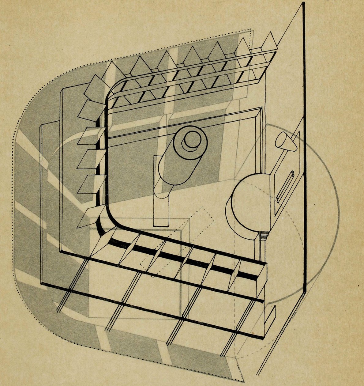 U-divadlo. Z jeviště v Bauhaus Die Bühne im Bauhaus, 1925. od Farkas Molnar