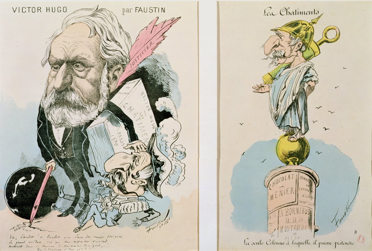 Karikatury Victora Huga (1802-85) a Napoleona III (1809-73) 1870 od Faustin