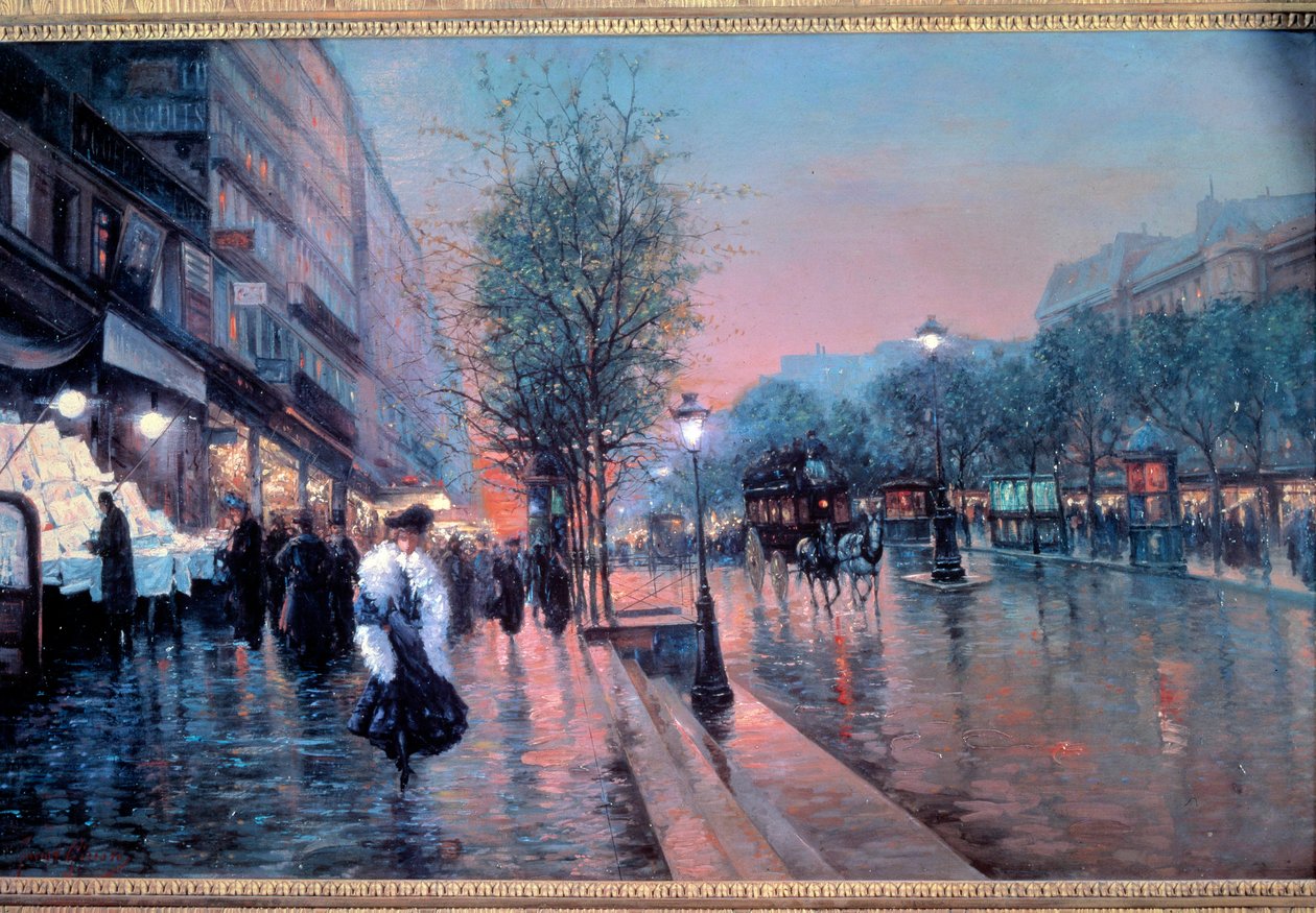 Pohled na Grands Boulevards v Paříži Obraz Fausto Giusto (20. století). 1900 Soukromá sbírka od Fausto Giusto