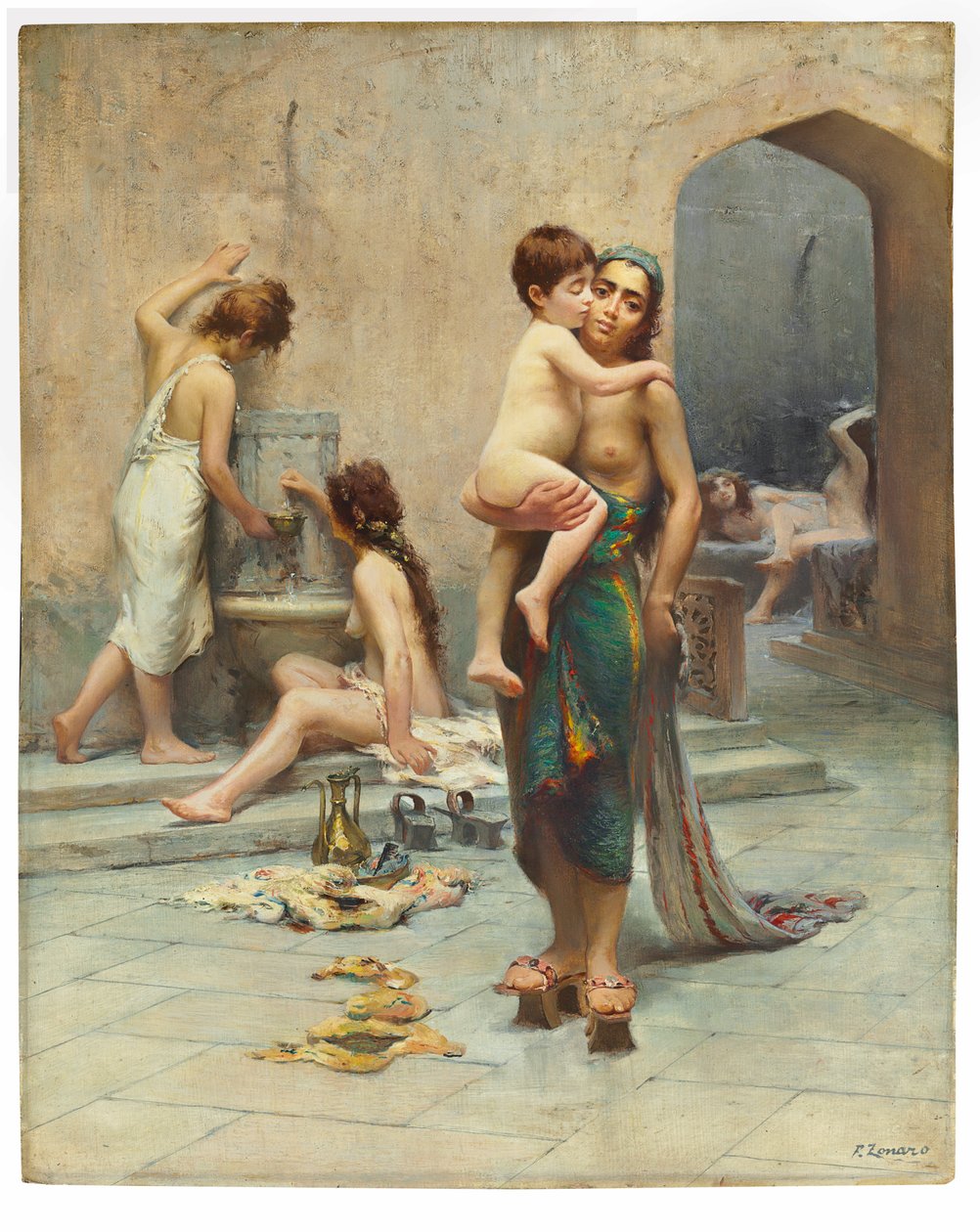 Hamam - koupelna, kolem 1891-1902 (olej na plátně) od Fausto Zonaro