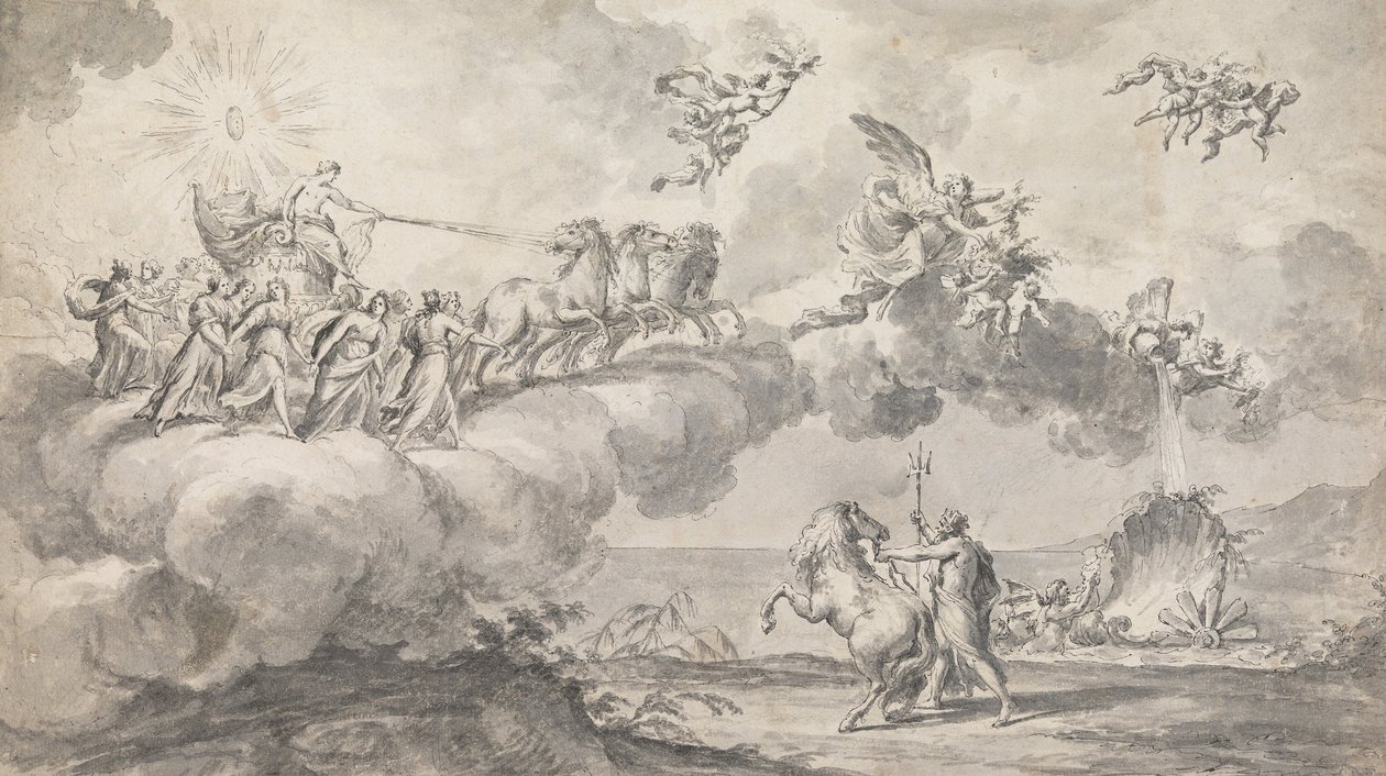 Tapiserie Design- Apollo in his Chariot Led by Aurora od Fedele Fischetti