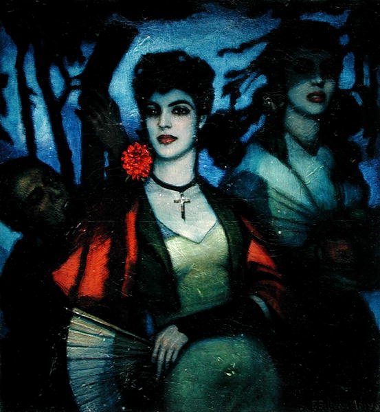 Červené karafiáty (olej na plátně) od Federico Armando Beltran Masses