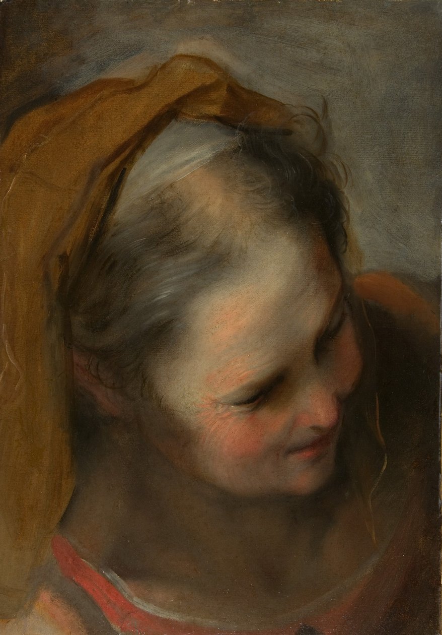 Hlava staré ženy při pohledu vpravo dole od Federico Barocci