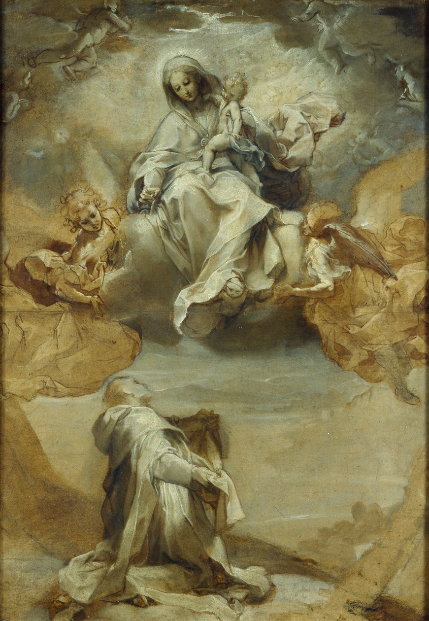 Svatý Dominik de Guzman přijímající růženec, c1588 od Federico Barocci