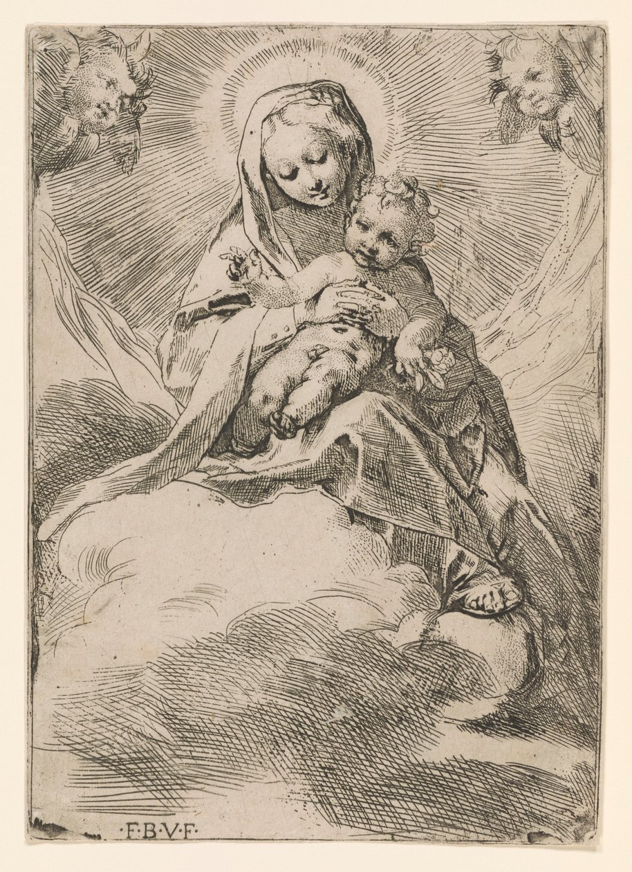 Panna a dítě v oblacích od Federico Barocci