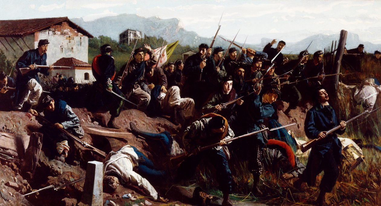 Bitva u Varese, kolem roku 1862 (olej na plátně) od Federico Faruffini