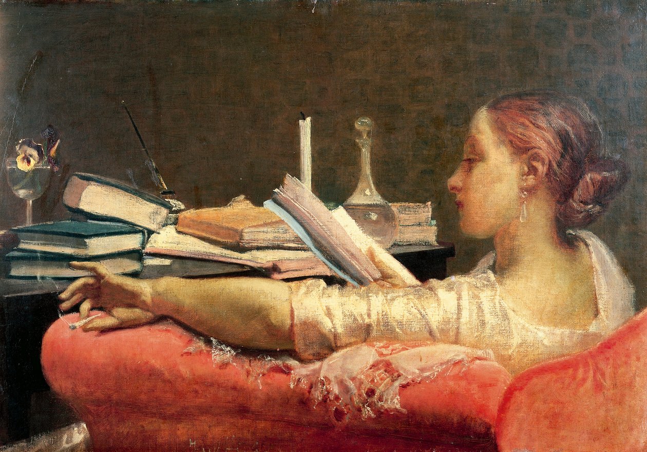 Čtenář Federica Faruffiniho (1831-1869), olej na plátně, 405 cm x 59 od Federico Faruffini