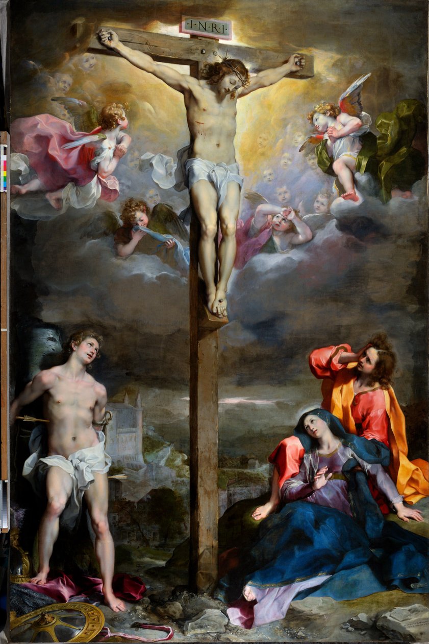 Ukřižování Krista s Pannou Marií, svatým Janem Evangelistou a svatým Sebastianem od Federico Fiori Barocci or Baroccio