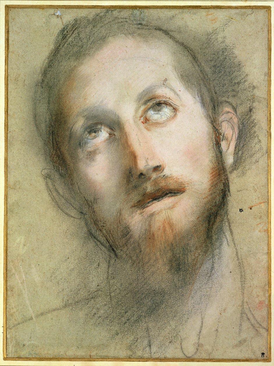Studie pro hlavu Krista (černá křída) od Federico Fiori Barocci or Baroccio