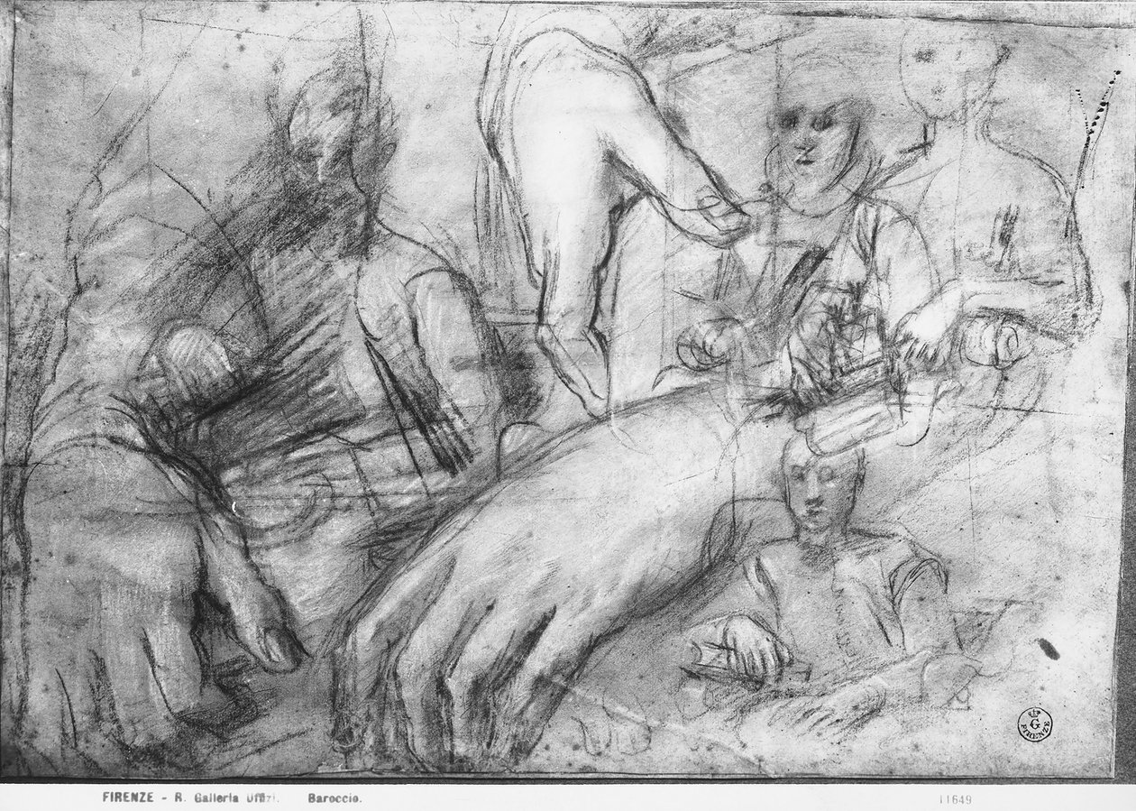 Studie rukou pro portrét Ippolita della Rovere (černé, červené a bílé křídy na papíře) od Federico Fiori Barocci or Baroccio