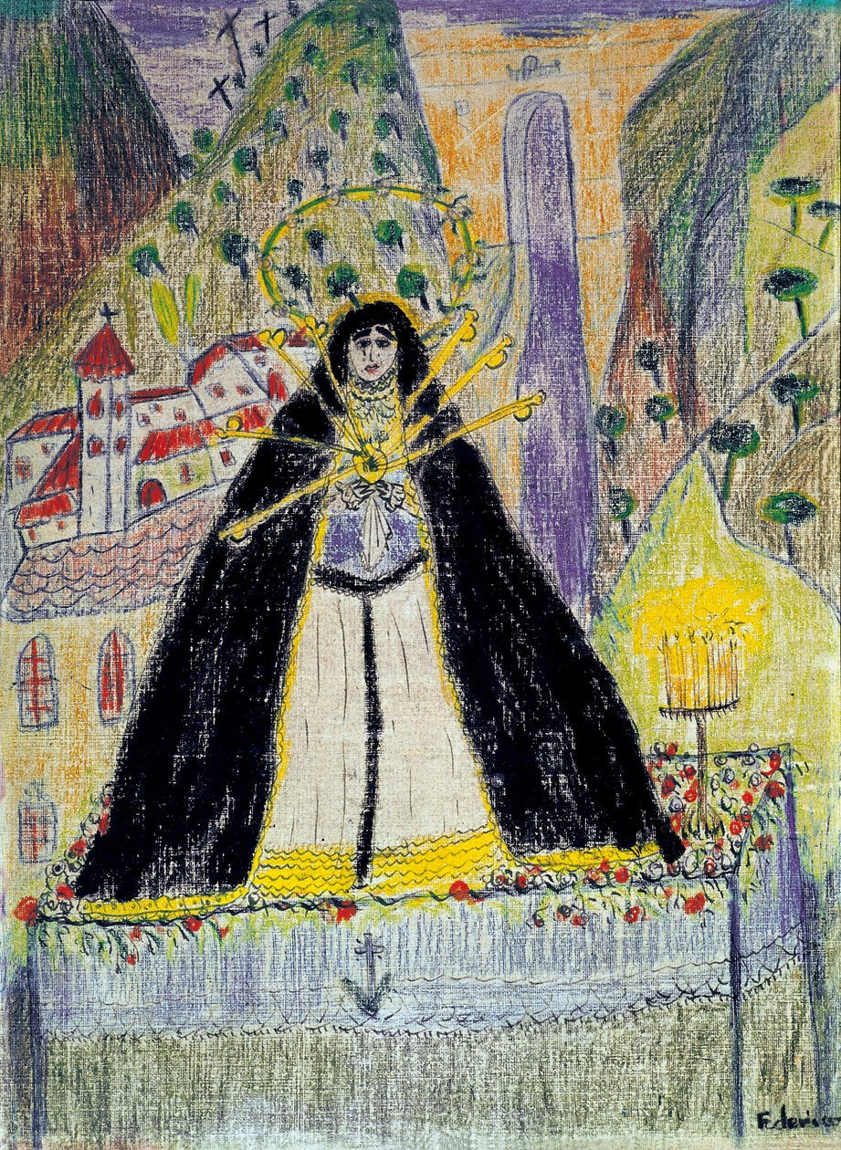 Kresba pro "Panna se sedmi dýkami" (Virgen de los siete dolores), 20. století od Federico Garcia Lorca
