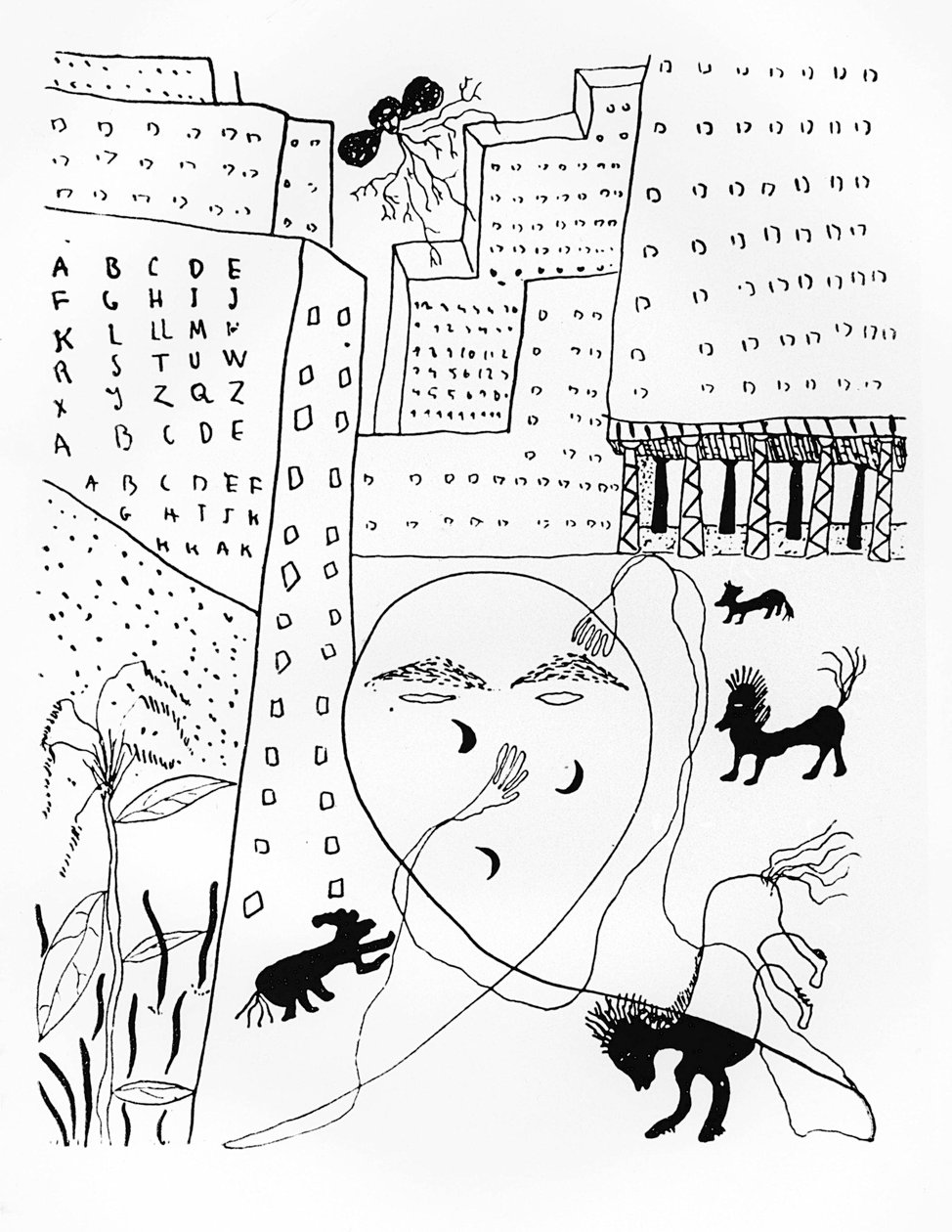 Autoportrét básníka Federica Garcíi Lorcy (1898-1936) v New Yorku, 30. léta od Federico Garcia Lorca