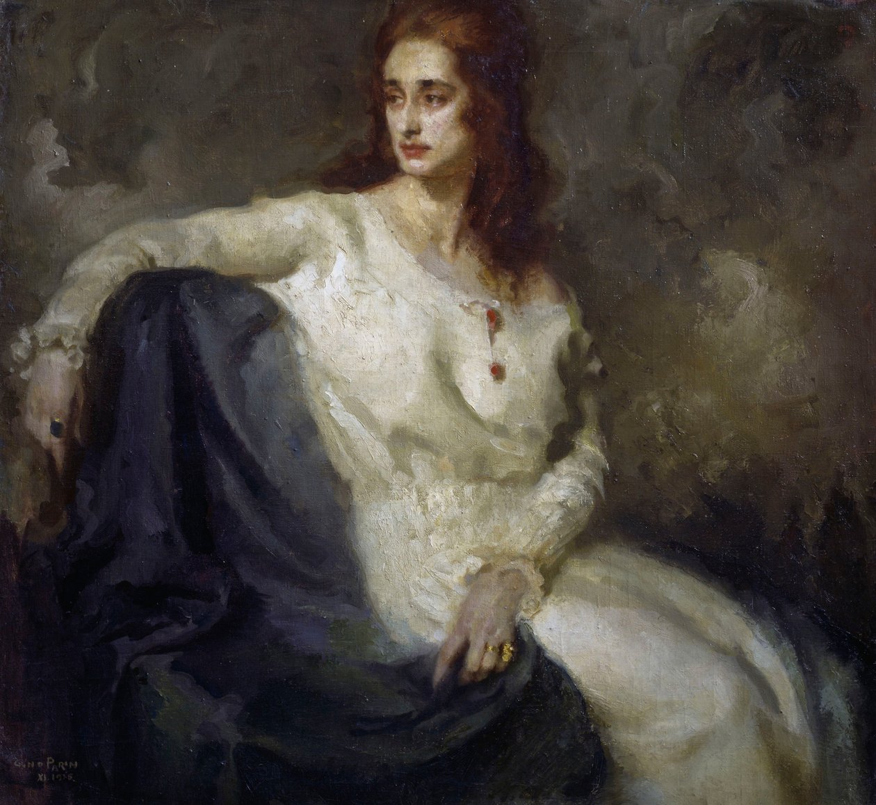 Dáma v bílém (Dama in bianco) 1915 (olej na plátně) od Federico Guglielmo Jehuda Pollack