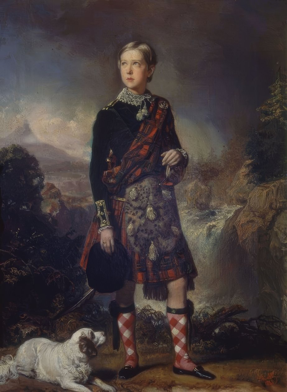 THE CHILD ENRIQUE O’SHEA MONTGOMERY, DRESS OF SCOTLAND, 1848, OLEJ / STŮL 0,45 × 0,30 od Federico de Madrazo y Kuntz