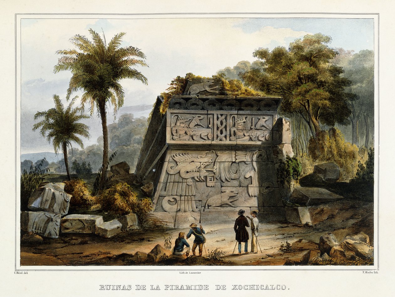 Ruiny pyramidy Xochicalco, 1839? od Federico Mialhe