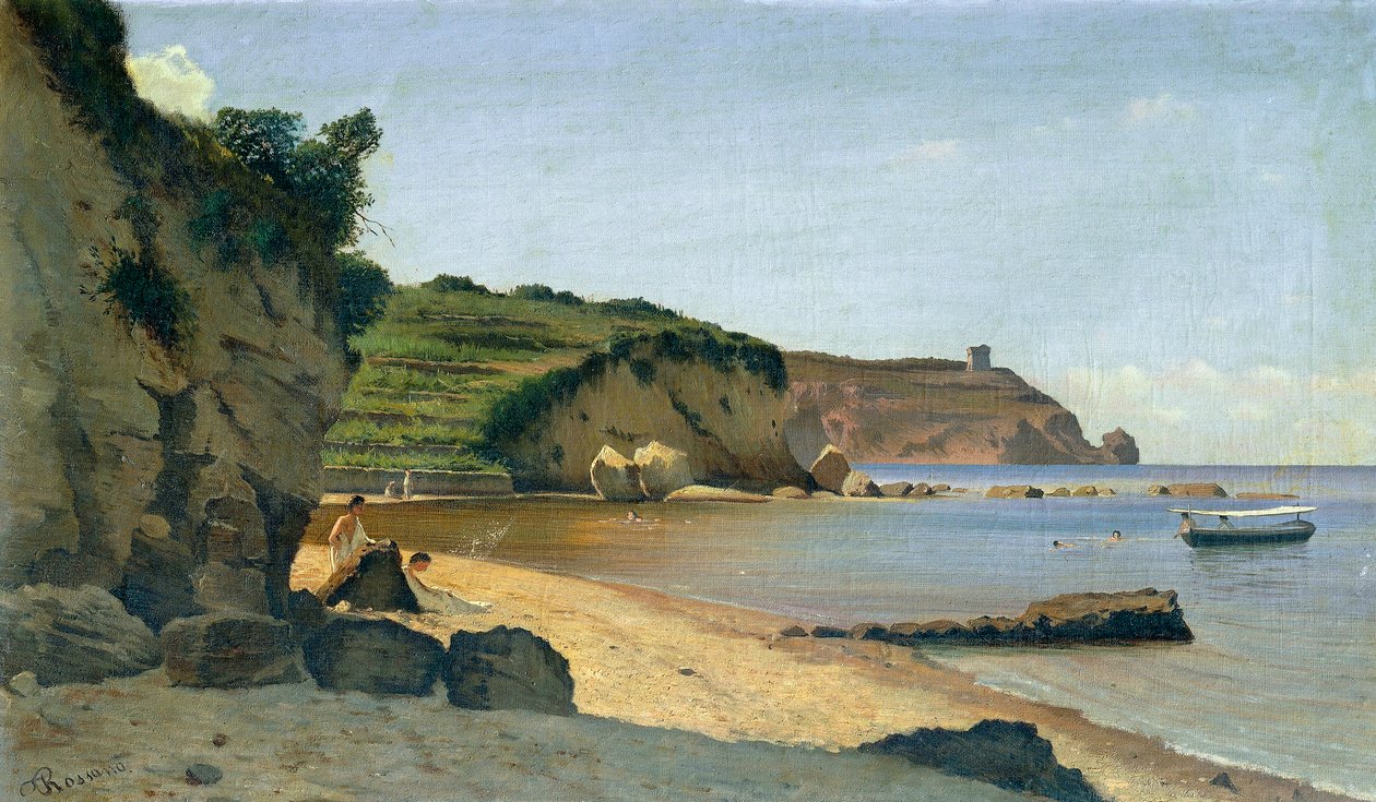 Jižní marina, Federico Rossano (1835-1912), olej na plátně, 34x59 cm. od Federico Rossano