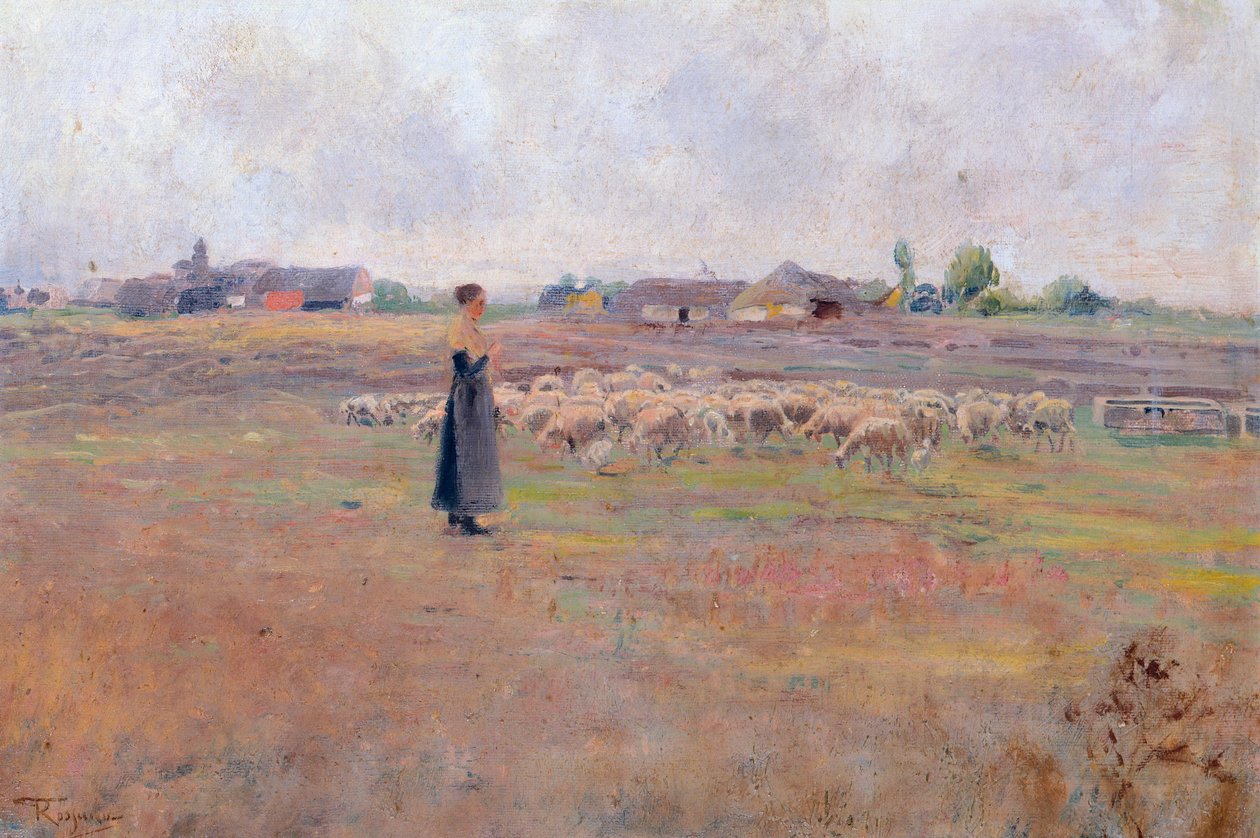 Pokoj večera, Federico Rossano (1835-1912), olej na kartonu, 28x46,8 cm od Federico Rossano