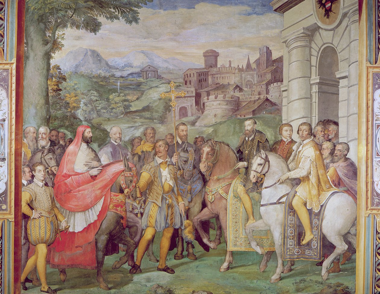 Karel V. (1500-58) s Alessandrem Farnesem (1546-92) ve Wormsu, ze „Sala dei Fasti Farnese“ (Síň slávy Farnese), 1557-66 (viz 95812) od Federico Zuccaro