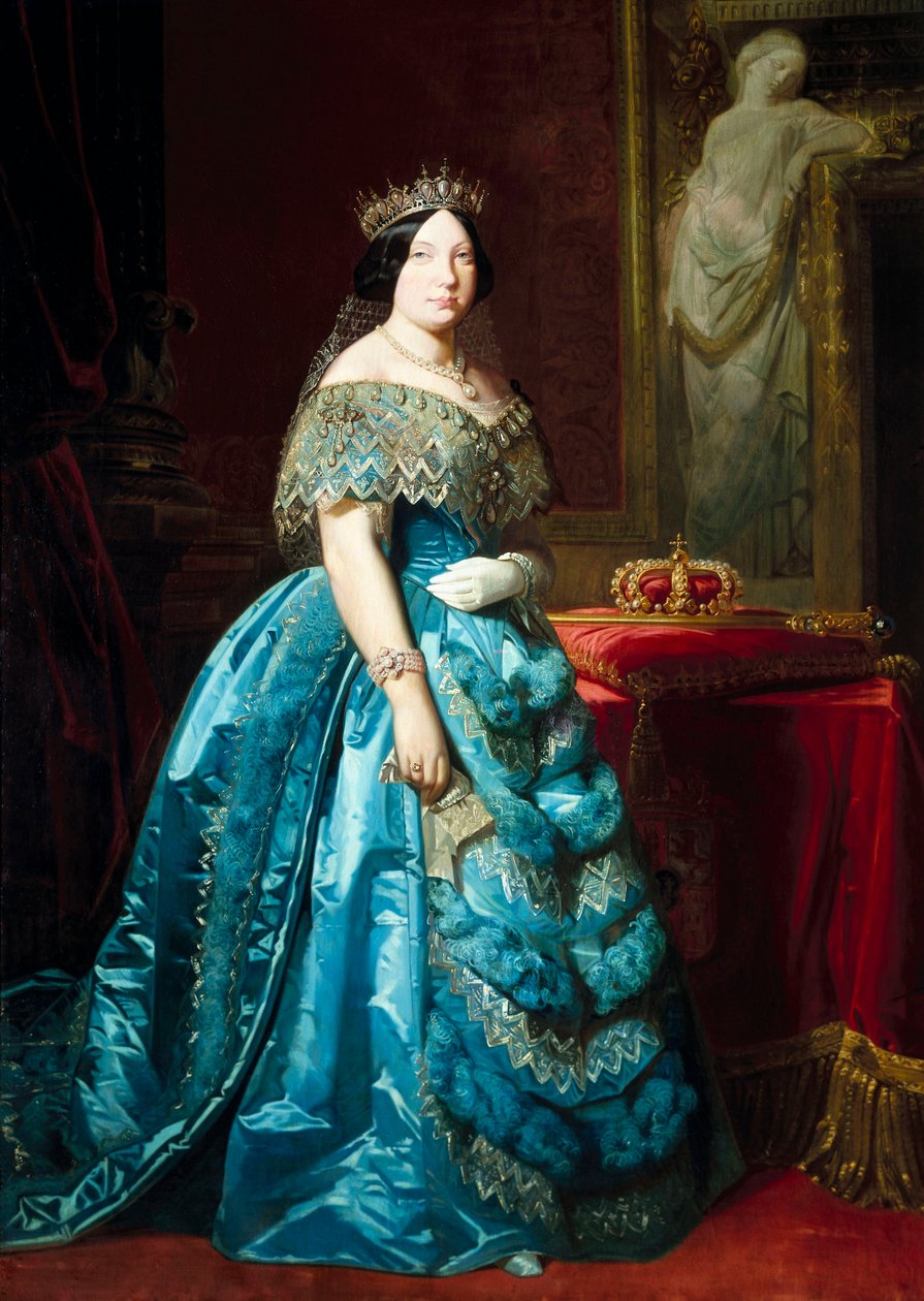 Portrét španělské královny Isabely II. (Isabela Bourbonská nebo Isabela de Borbon od Federico de Madrazo y Kuntz