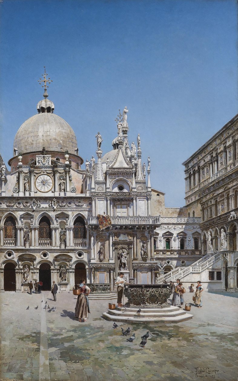 Nádvoří Dóžecího paláce, Benátky od Federico del Campo