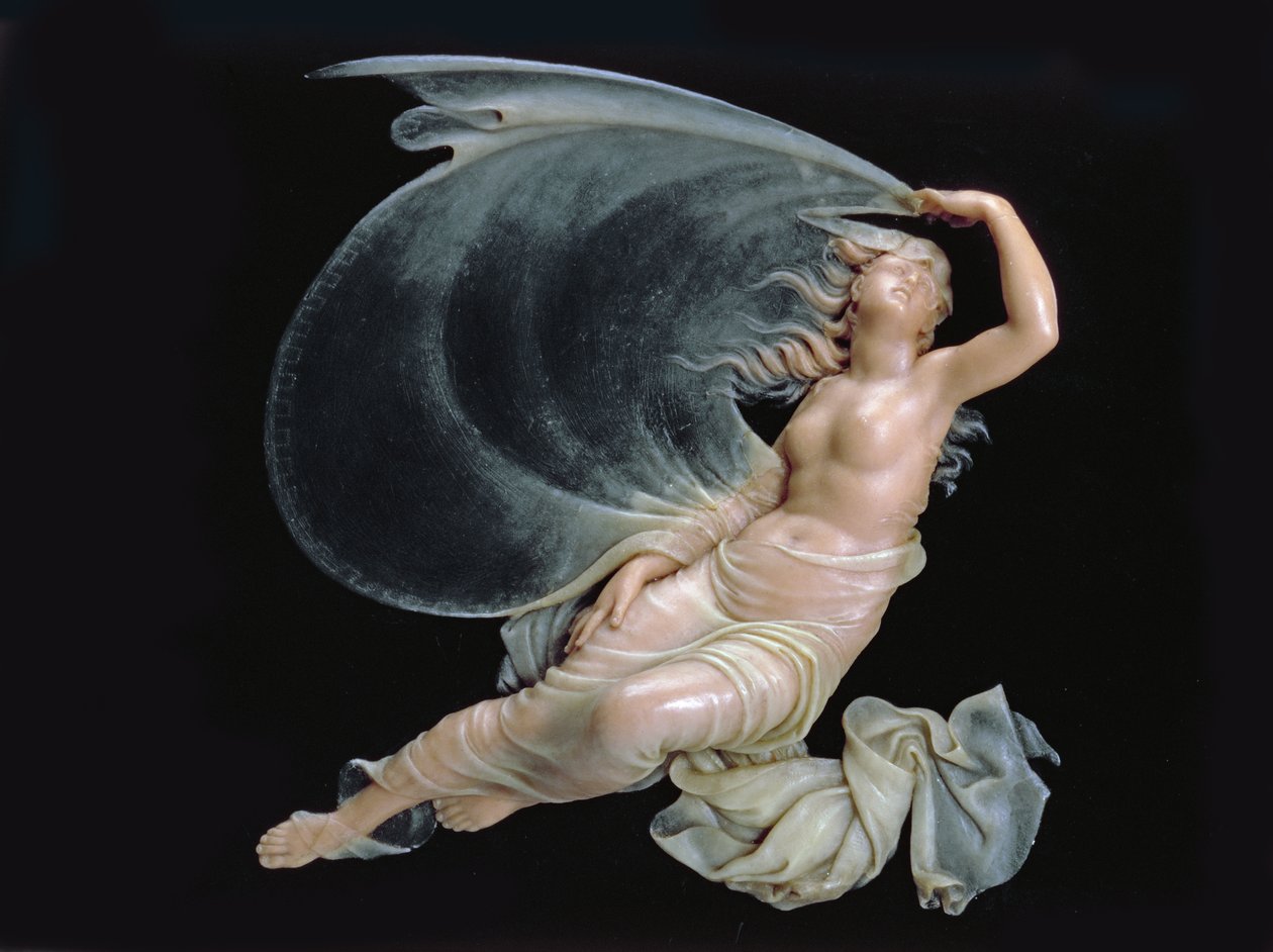 Dushenka in Flight, 1808 (vosk na černěném skle) od Fedor Petrovich Tolstoy
