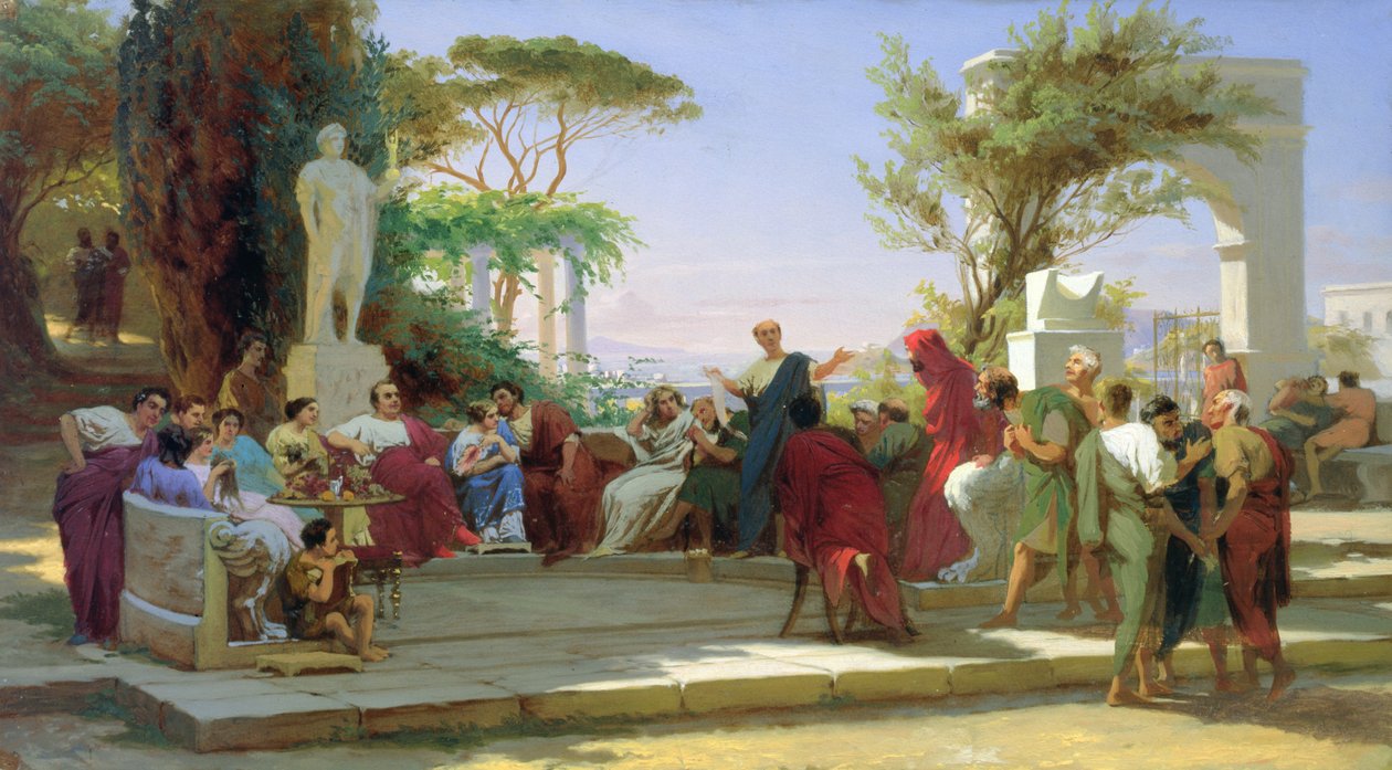 Horatius čte své satiry do Maecenas, 1863 (olej na kartonu) od Fedor Andreevich Bronnikov