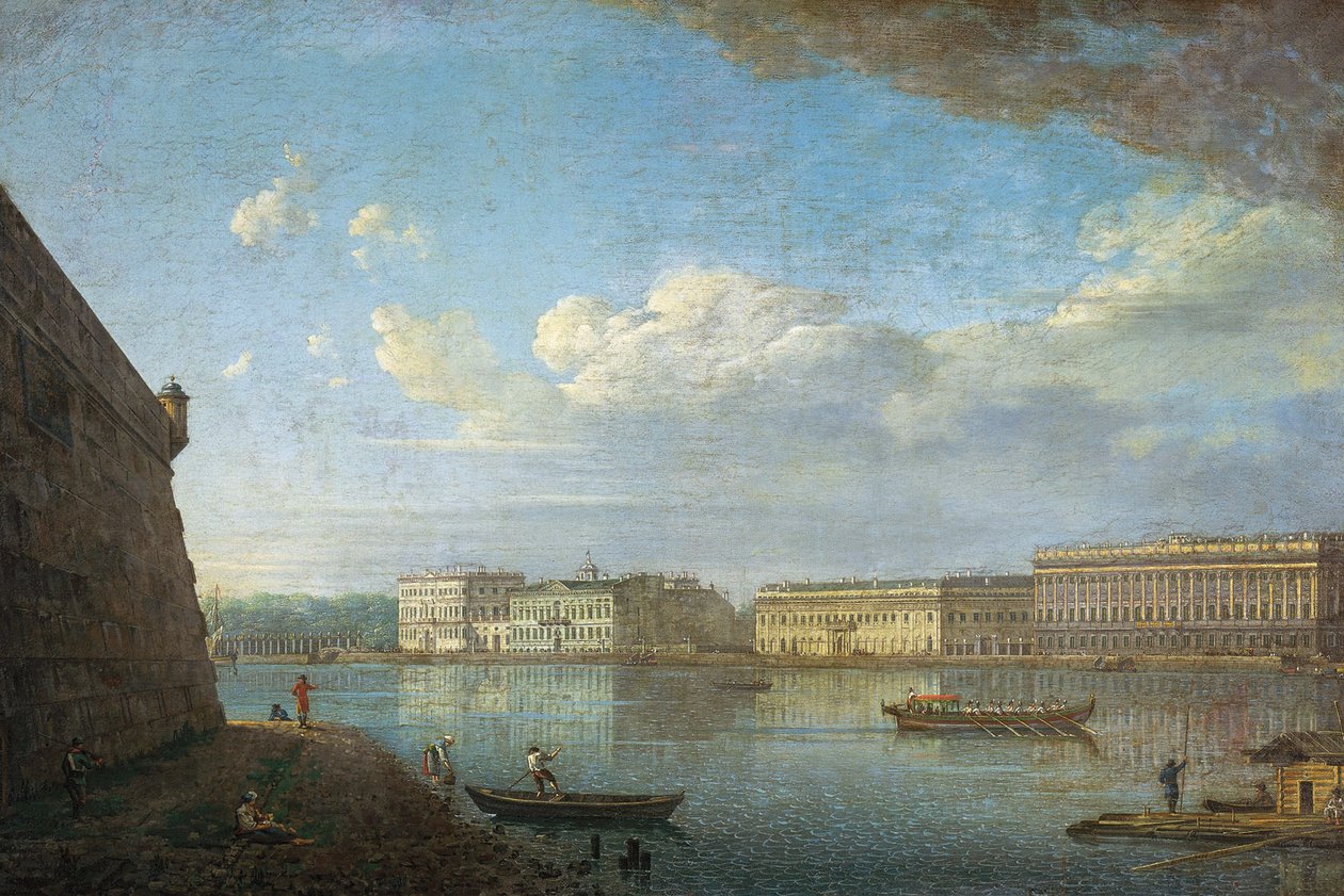 Palácové nábřeží při pohledu z Petropavlovské pevnosti, 1794 od Fedor Yakovlevich Alekseev