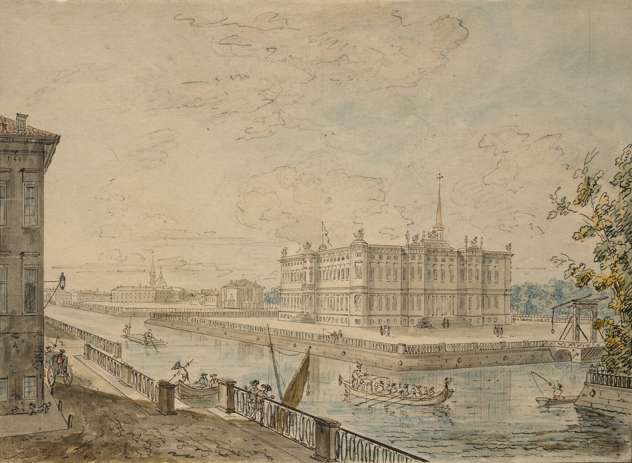 Pohled na Michaelův palác v Petrohradě, 1799-1800 od Fedor Yakovlevich Alekseev