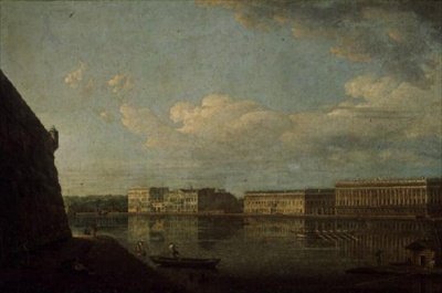 Pohled na nábřeží paláce z pevnosti St. Peters a St. Pauls, 1794 od Fedor Yakovlevich Alekseev
