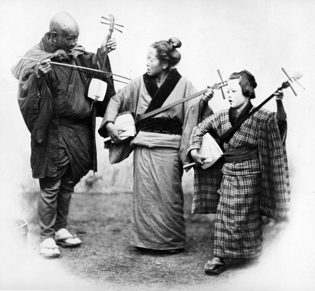 Japonští hudebníci, cca 60. léta 19. století od Felice Beato