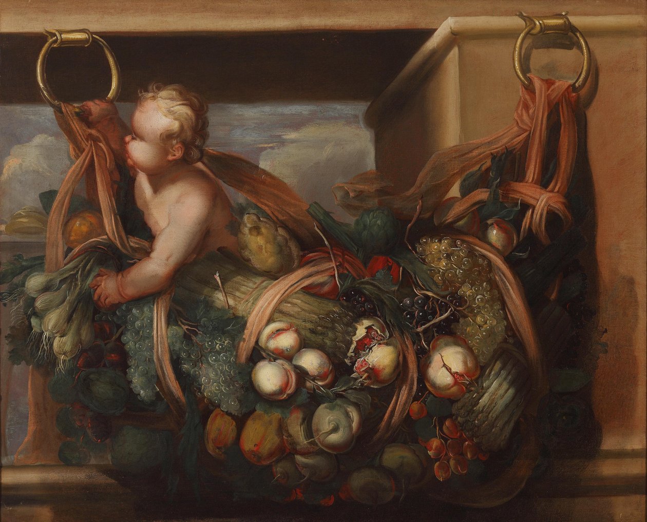 Putto s ovocným věncem od Felice Fortunato Biggi