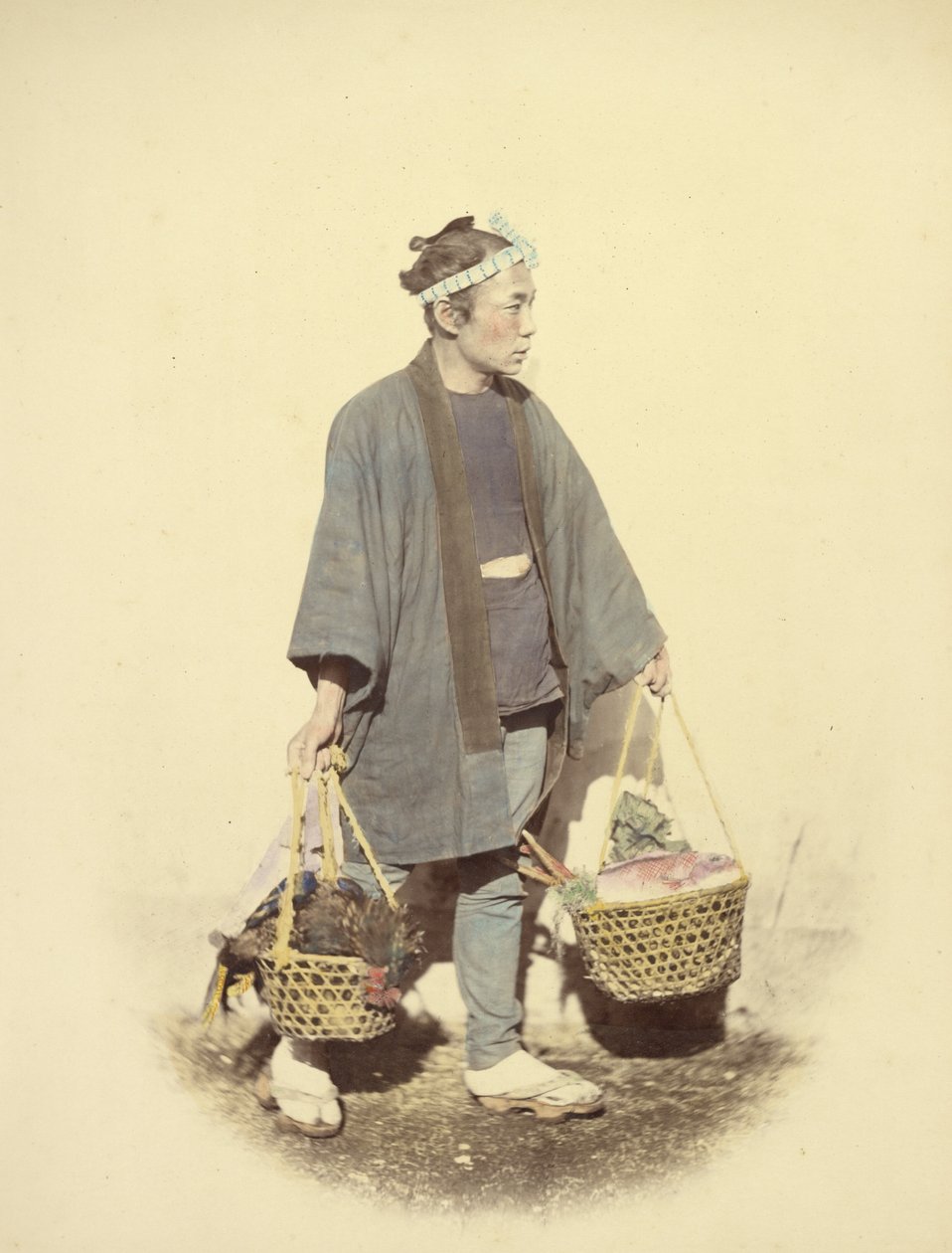 Japonský kuchař, návrat z trhu od Felice Beato