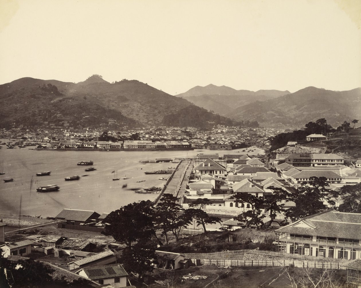 Částečný panoramatický výhled na Nagasaki od Felice Beato