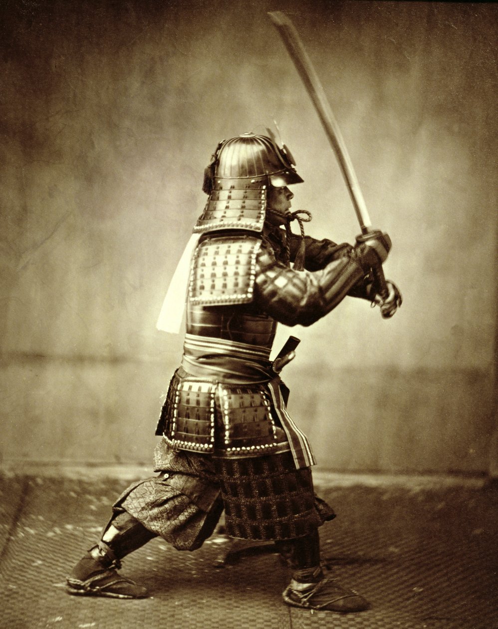 Samuraj se zdviženým mečem, c1860 od Felice Beato