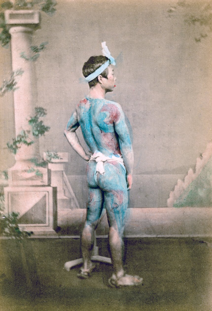 Vytetovaný japonský ženich betto, Japonsko, 1882 od Felice Beato