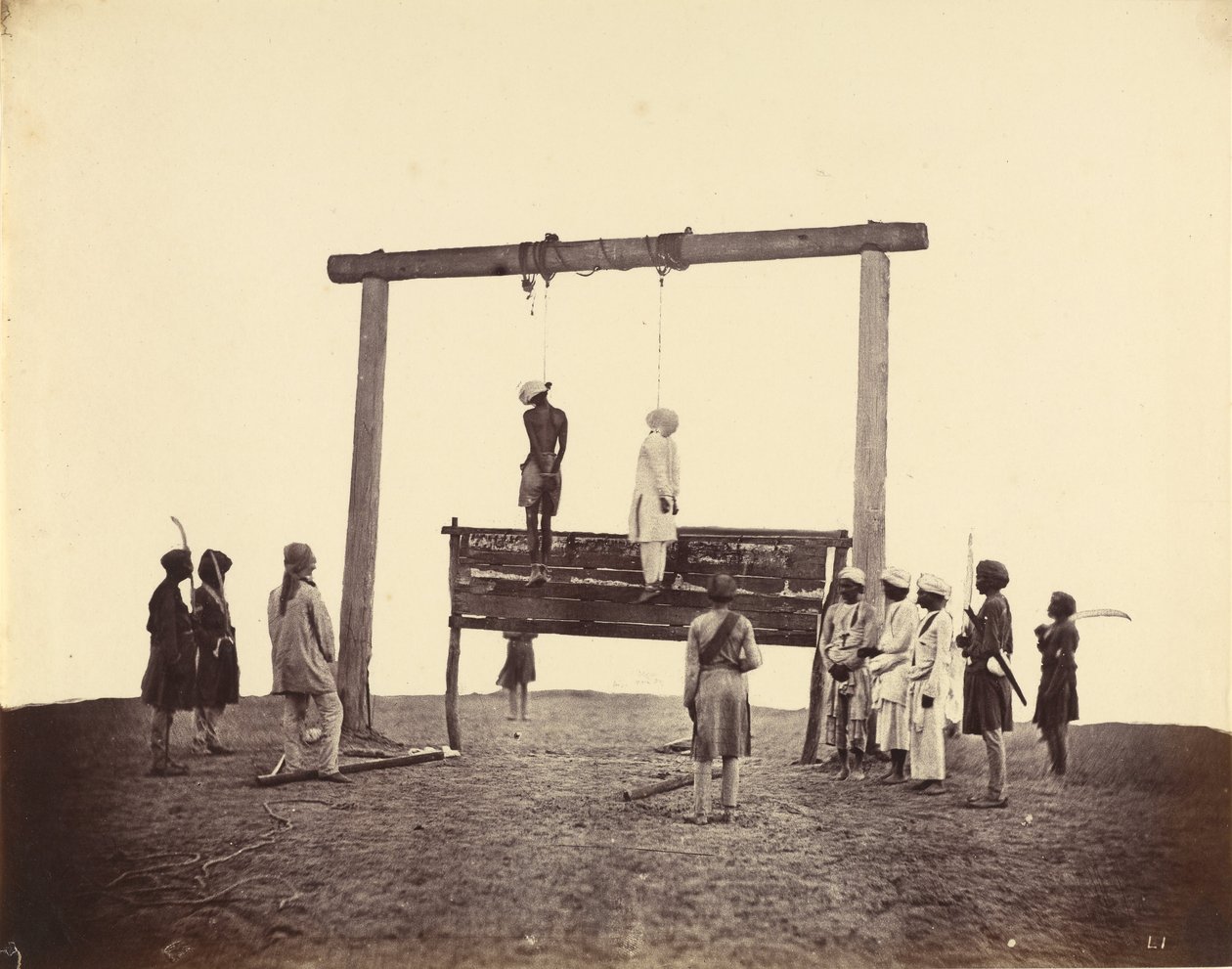 Dva Sepoys 31. domorodé pěchoty, kteří byli oběšeni v Lucknow, 1857 od Felice Beato