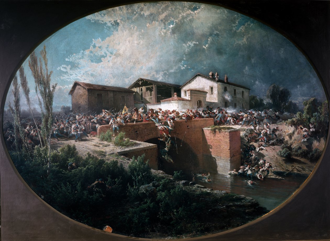 Bitva u Palestry: Rakušané se řítí do příkopu u Sartirany od Felice Cerruti Bauduc