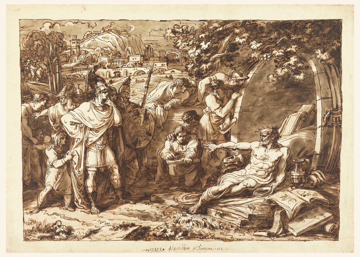 Alexandr Veliký a Diogenes od Felice Giani
