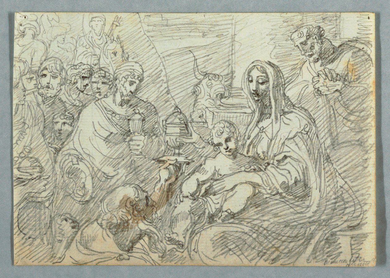 Kresba, studie Klanění mudrců podle Lodovica Carracciho, 1800-1820 od Felice Giani