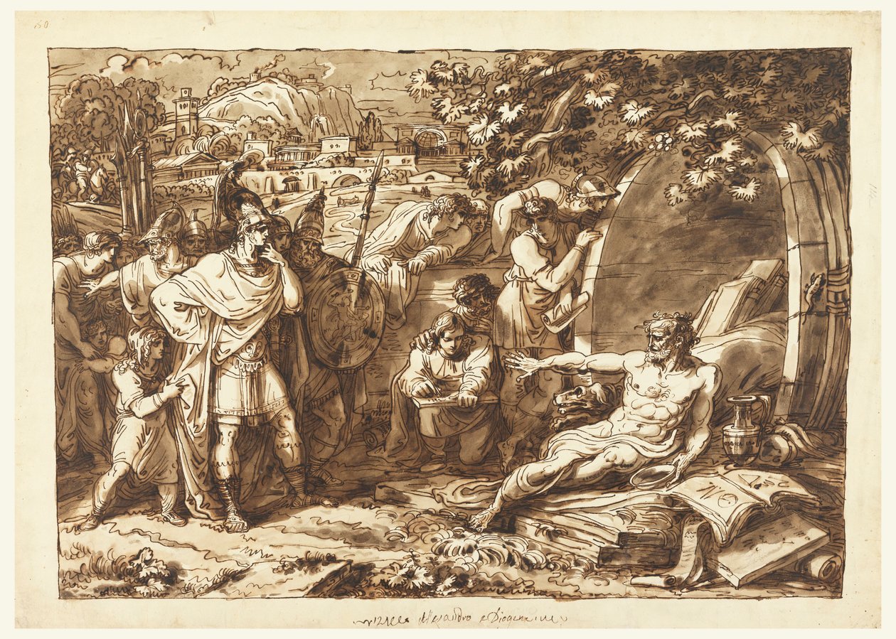 Kresba, Alexandr Veliký a Diogenes od Felice Giani