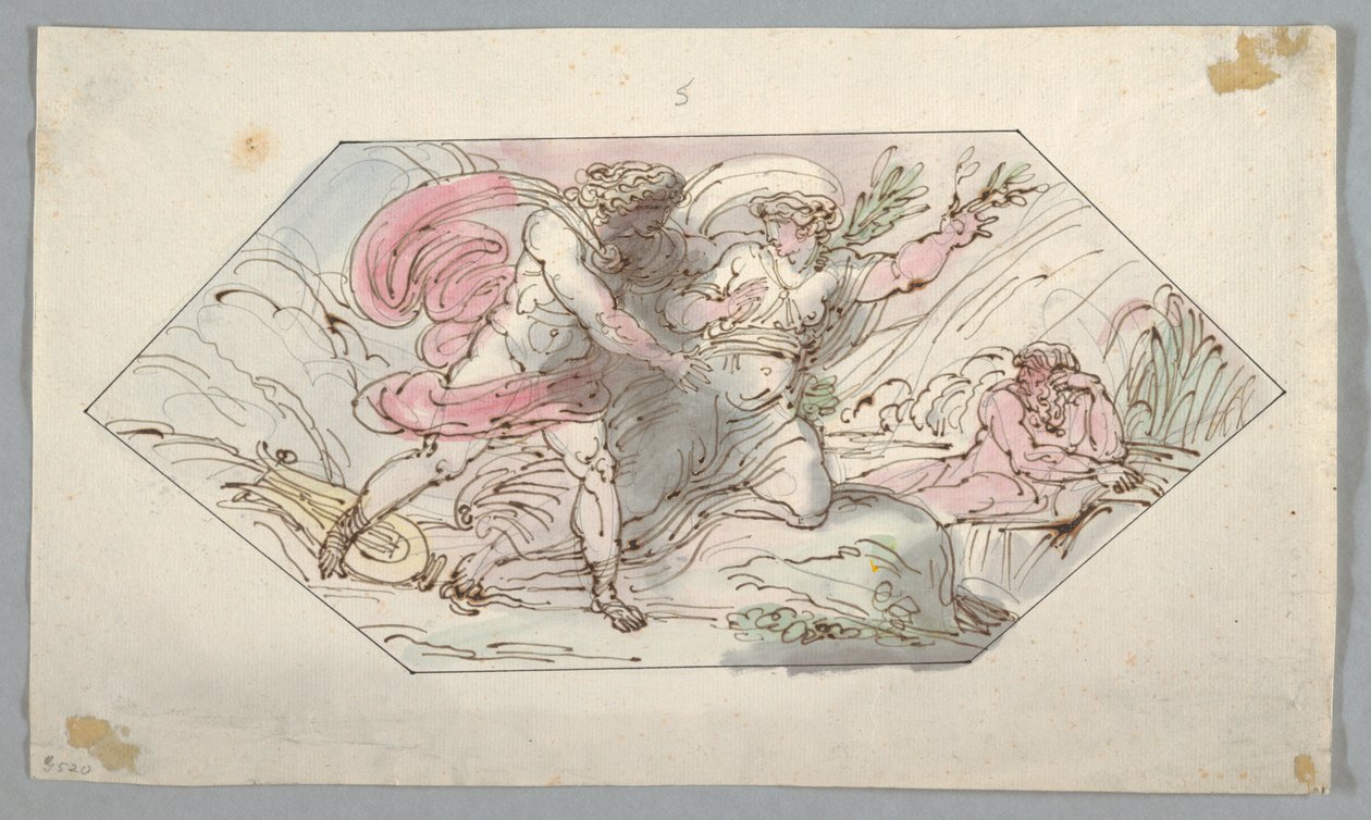 Kresba, Apollón a Dafné, 1796-98 od Felice Giani